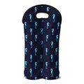Blue Seahorse Pattern Print Double Neoprene Wine Tote