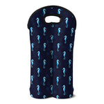 Blue Seahorse Pattern Print Double Neoprene Wine Tote