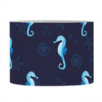 Blue Seahorse Pattern Print Drum Lamp Shade