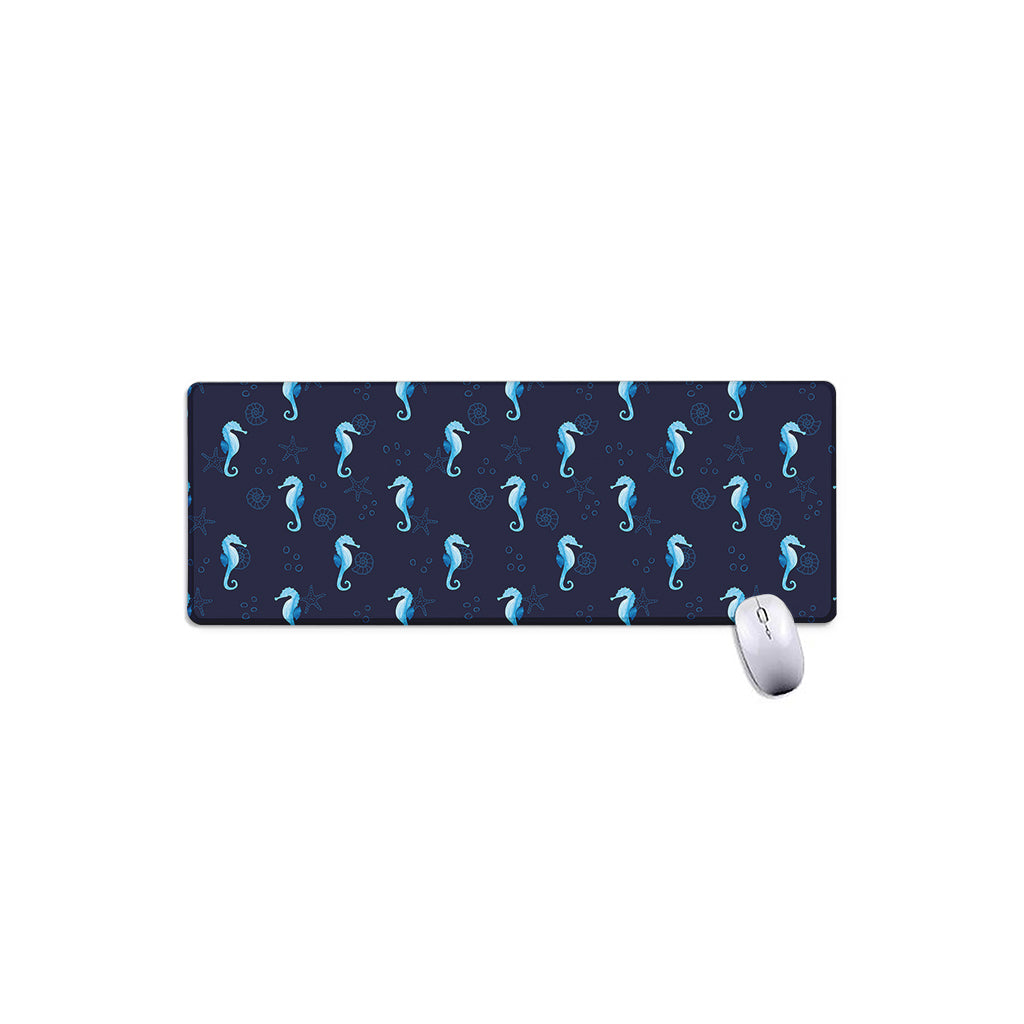 Blue Seahorse Pattern Print Extended Mouse Pad