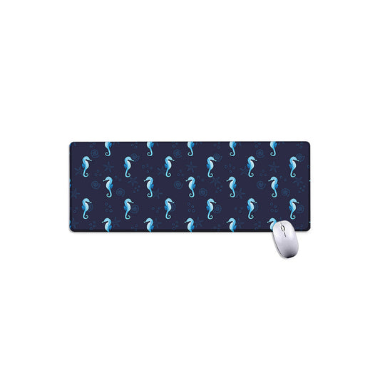 Blue Seahorse Pattern Print Extended Mouse Pad