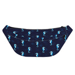 Blue Seahorse Pattern Print Fanny Pack