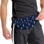 Blue Seahorse Pattern Print Fanny Pack