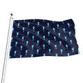 Blue Seahorse Pattern Print Flag