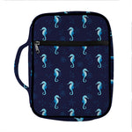 Blue Seahorse Pattern Print Front Pocket Bible Bag