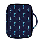 Blue Seahorse Pattern Print Front Pocket Bible Bag