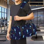 Blue Seahorse Pattern Print Gym Bag