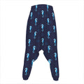 Blue Seahorse Pattern Print Hammer Pants