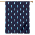 Blue Seahorse Pattern Print House Flag