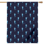 Blue Seahorse Pattern Print House Flag