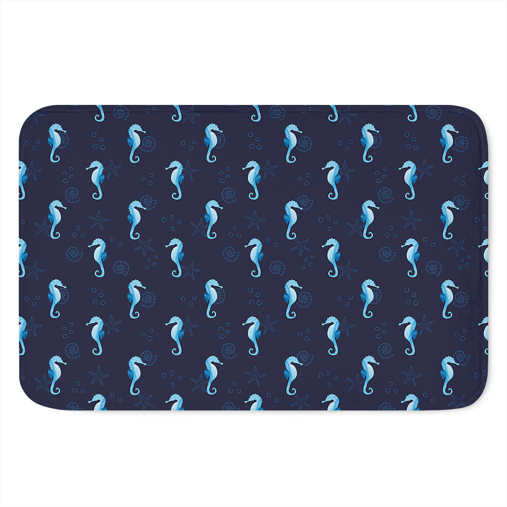 Blue Seahorse Pattern Print Indoor Door Mat