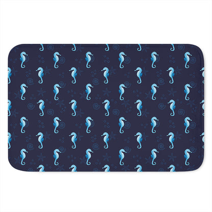 Blue Seahorse Pattern Print Indoor Door Mat