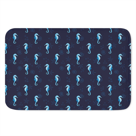 Blue Seahorse Pattern Print Indoor Door Mat