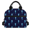 Blue Seahorse Pattern Print Insulated Lunch Bag