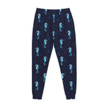 Blue Seahorse Pattern Print Jogger Pants