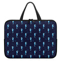 Blue Seahorse Pattern Print Laptop Sleeve With Handle