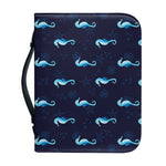 Blue Seahorse Pattern Print Leather Bible Cover