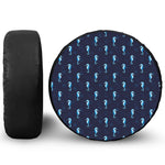 Blue Seahorse Pattern Print Leather Spare Tire Cover