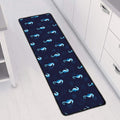Blue Seahorse Pattern Print Long Kitchen Mat