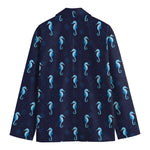 Blue Seahorse Pattern Print Men's Blazer