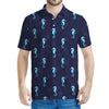 Blue Seahorse Pattern Print Men's Polo Shirt