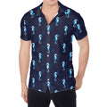 Blue Seahorse Pattern Print Men's Shirt