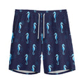 Blue Seahorse Pattern Print Men's Athletic Shorts