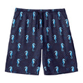 Blue Seahorse Pattern Print Men's Swim Trunks
