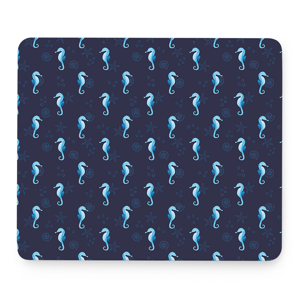 Blue Seahorse Pattern Print Mouse Pad