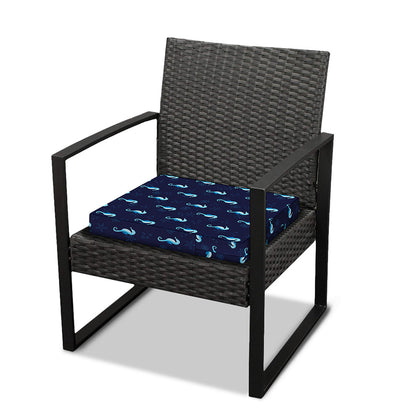 Blue Seahorse Pattern Print Outdoor Seat Cushion Cover