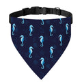 Blue Seahorse Pattern Print Over The Collar Dog Bandana
