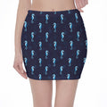 Blue Seahorse Pattern Print Pencil Mini Skirt