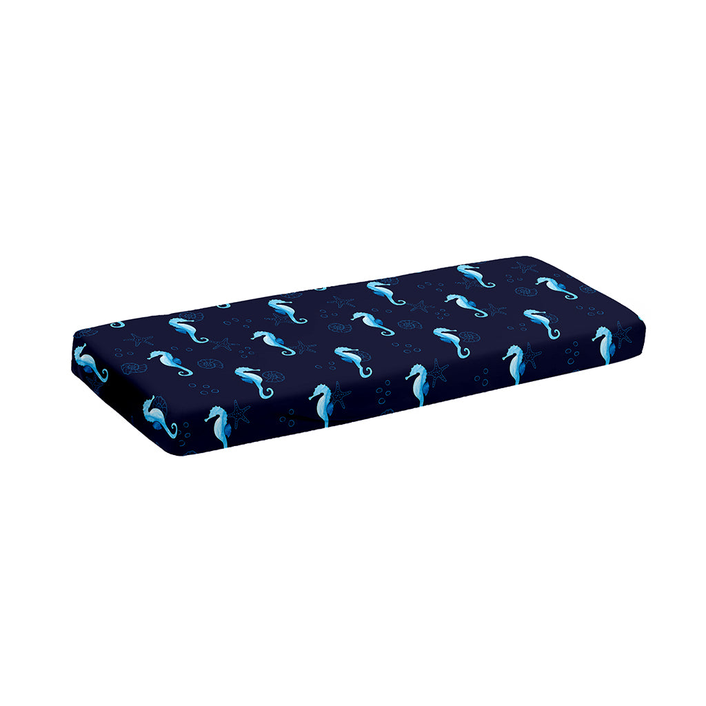 Blue Seahorse Pattern Print Piano Keyboard Cover
