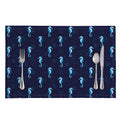 Blue Seahorse Pattern Print Placemat