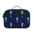 Blue Seahorse Pattern Print Portable Lunch Bag