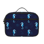 Blue Seahorse Pattern Print Portable Lunch Bag