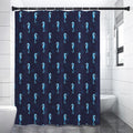 Blue Seahorse Pattern Print Premium Shower Curtain