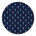 Blue Seahorse Pattern Print Round Floor Mat