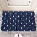 Blue Seahorse Pattern Print Rubber Doormat