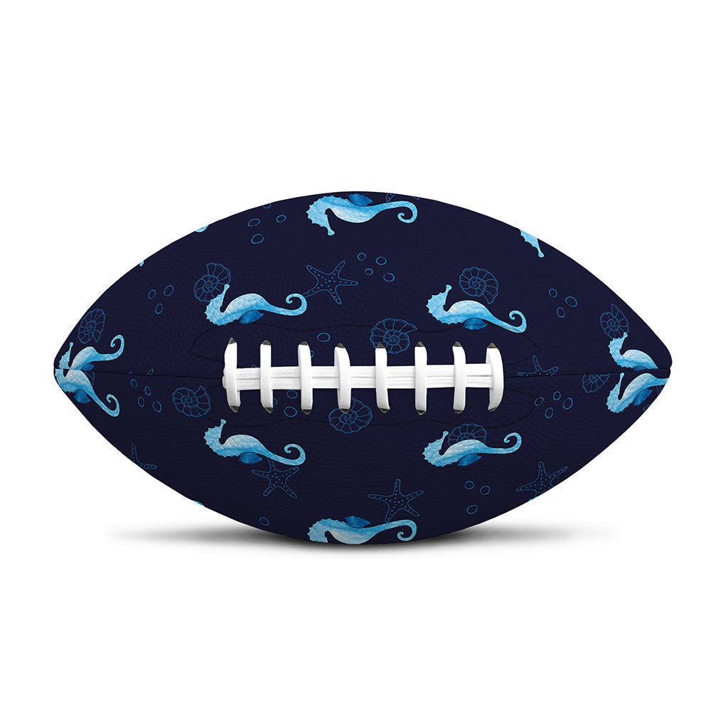 Blue Seahorse Pattern Print Rugby Ball