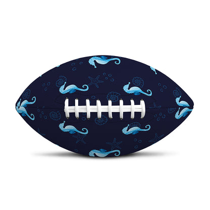Blue Seahorse Pattern Print Rugby Ball