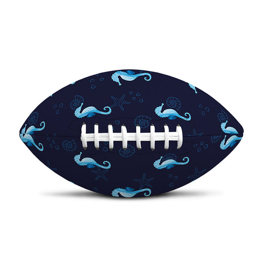 Blue Seahorse Pattern Print Rugby Ball