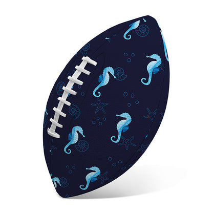 Blue Seahorse Pattern Print Rugby Ball