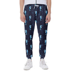 Blue Seahorse Pattern Print Scuba Joggers