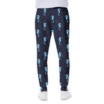 Blue Seahorse Pattern Print Scuba Joggers
