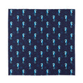 Blue Seahorse Pattern Print Silk Bandana