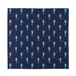 Blue Seahorse Pattern Print Silk Bandana