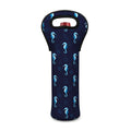Blue Seahorse Pattern Print Single Neoprene Wine Tote