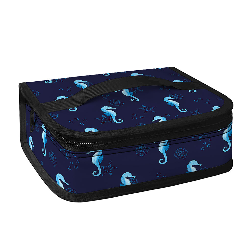 Blue Seahorse Pattern Print Small Lunch Bag
