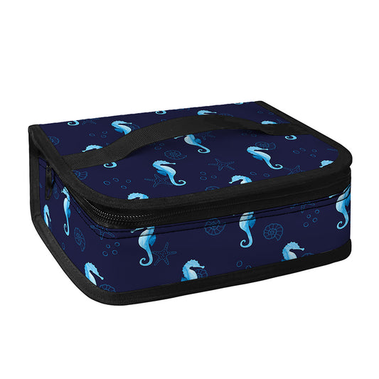 Blue Seahorse Pattern Print Small Lunch Bag